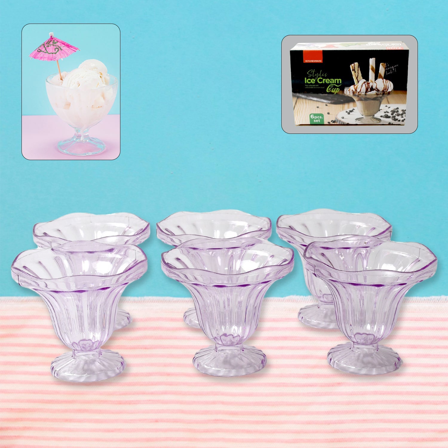 8216 Crystal Plastic Ice-Cream Bowl, Home & Kitchen Serving Platter or Dessert Cup for Sundae, Sweets, Snacks, Fruit, Pudding, Nuts or Dip, Serving Bowls (Crystal Cups, Set of 6) 8216 Crystal Plastic Ice-Cream Bowl, Home & Kitchen Serving Platter or Dessert Cup for Sundae, Sweets, Snacks, Fruit, Pudding, Nuts or Dip, Serving Bowls (Crystal Cups, Set of 6)